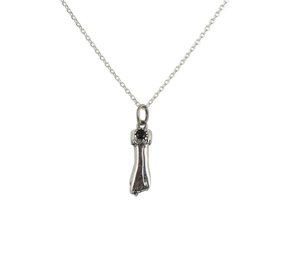 Collier argent 925 oxydé pendentif Figa et pierre - ONYX