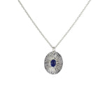 Collier argent 925 et pendentif strié orné d’une pierre
