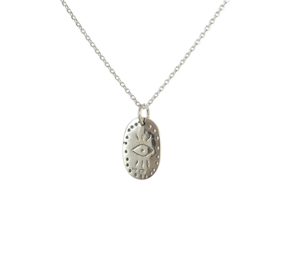 Collier argent 925 pendentif oeil & étoile de David -