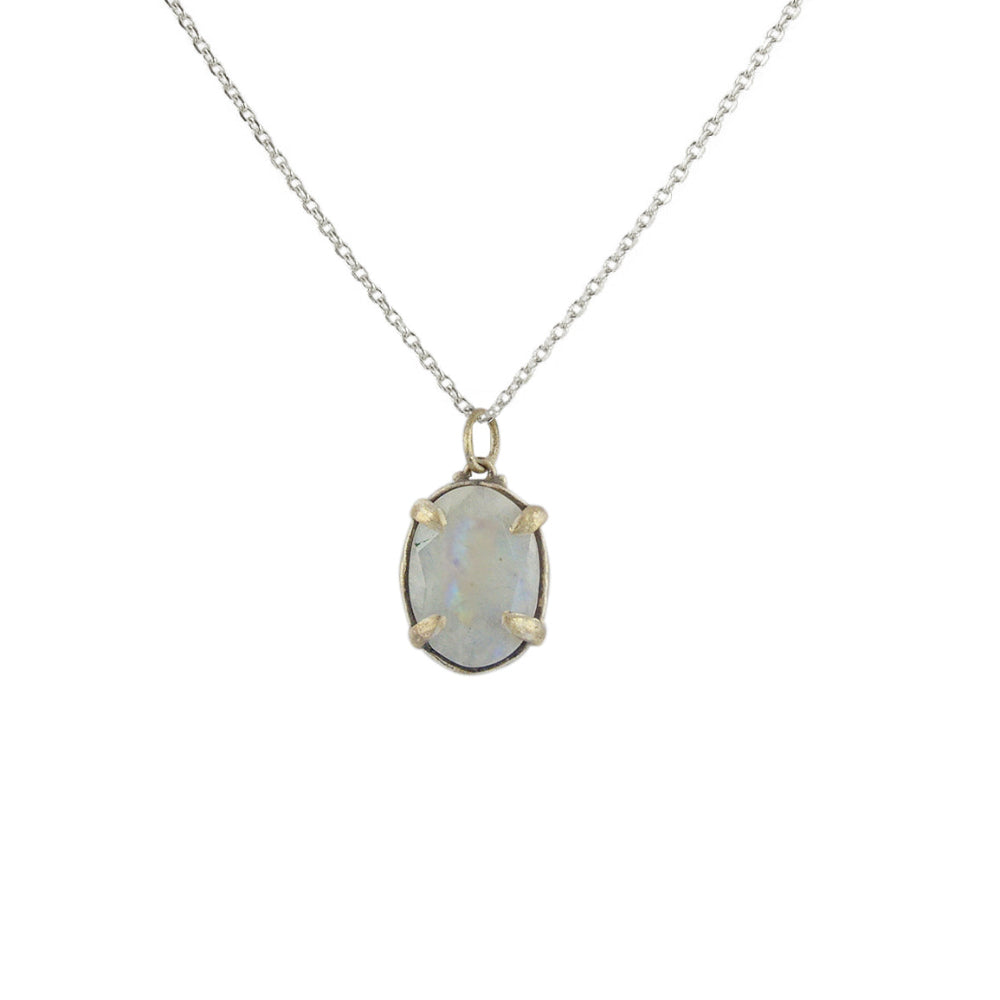 Collier argent 925 et pierre sertie 4 griffes - PIERRE DE