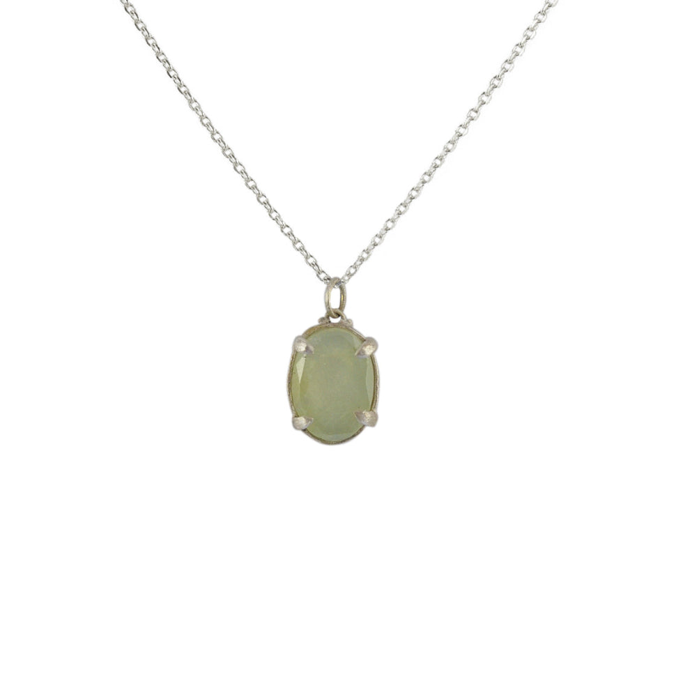 Collier argent 925 et pierre sertie 4 griffes - PREHNITE