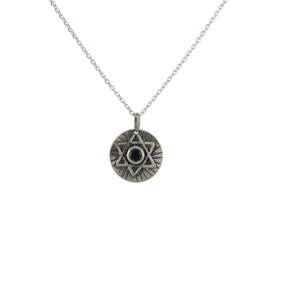 Luckyteam bijoux femme argent 925 collier étoile de david et onyx noire