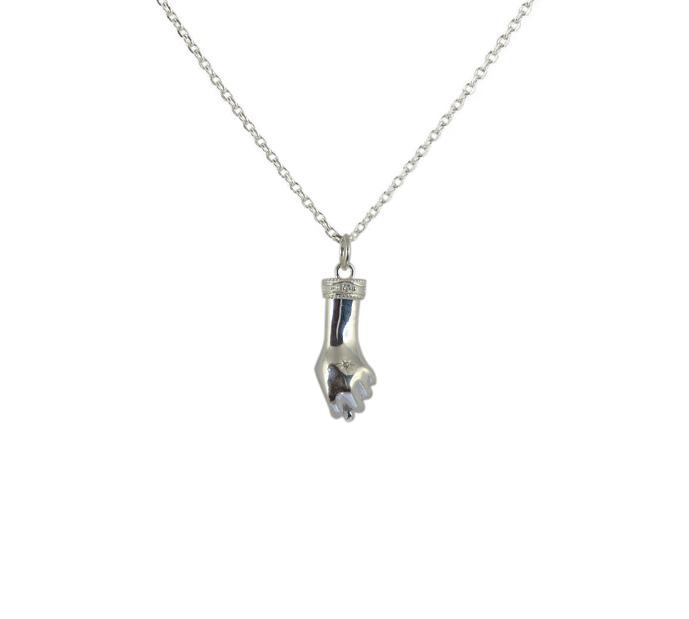 925 silver Mano figa and stone necklace