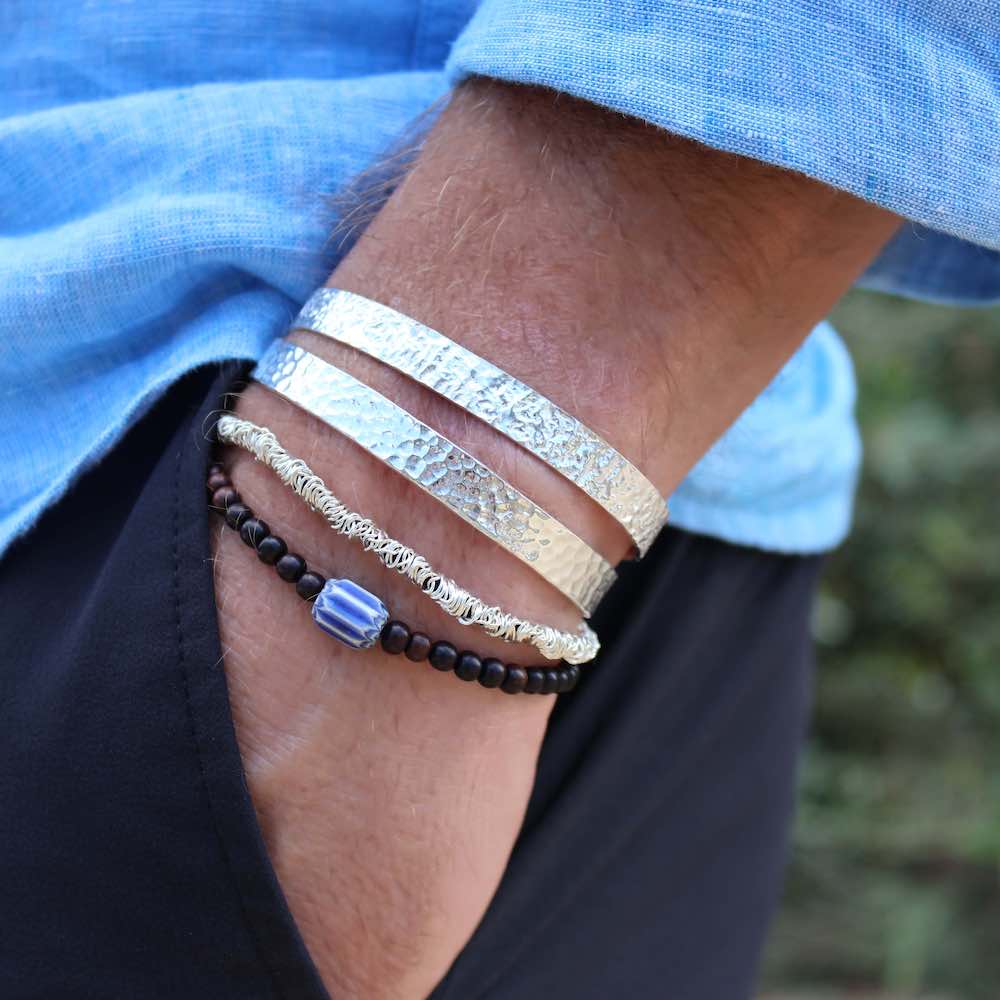 Bracelet jonc argent 925 martelé