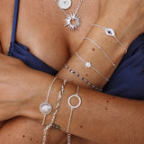 925 silver bracelet with ring and zircons