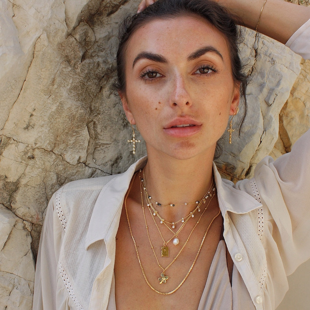 Collier argent 925 et pampilles zircons