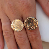 Bague dorée médaille Indien