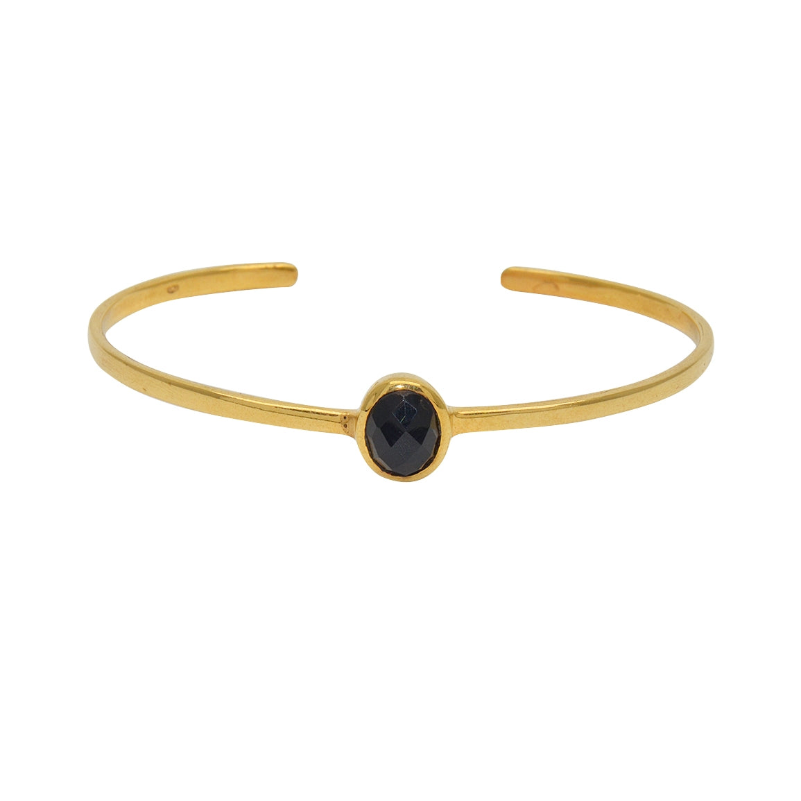 Jonc doré ouvert pierre cabochon - ONYX NOIRE