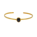 Jonc doré ouvert pierre cabochon - ONYX NOIRE