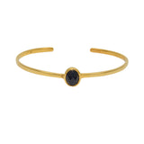 Jonc doré ouvert pierre cabochon - ONYX NOIRE