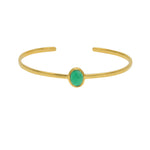 Jonc doré ouvert pierre cabochon - ONYX VERTE