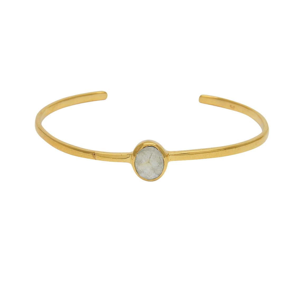 Jonc doré ouvert pierre cabochon - PREHNITE