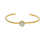Jonc doré ouvert pierre cabochon - PREHNITE