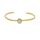 Jonc doré ouvert pierre cabochon - PREHNITE