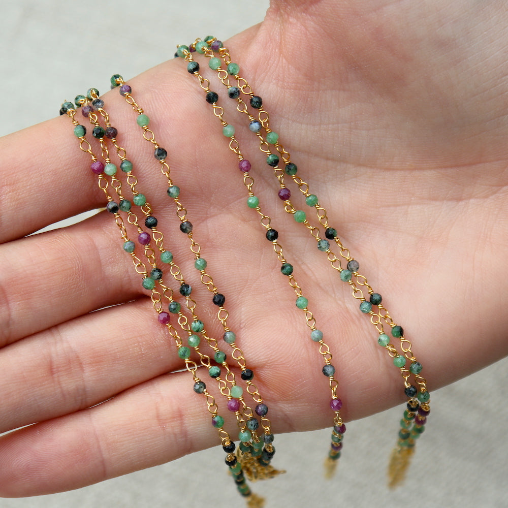 Bracelet doré Santa Maria pierres naturelles - RUBIS ZOISITE