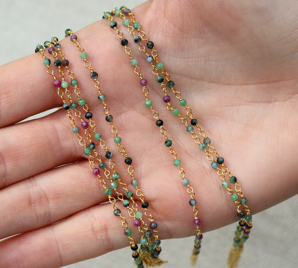 Bracelet doré Santa Maria pierres naturelles - RUBIS ZOISITE